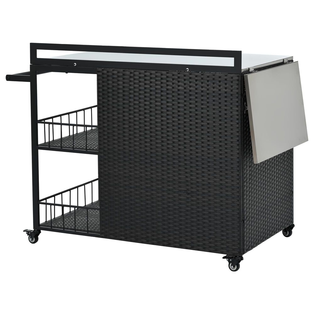 Hearth and Haven Patio Serving Cart in Dark Brown, , large