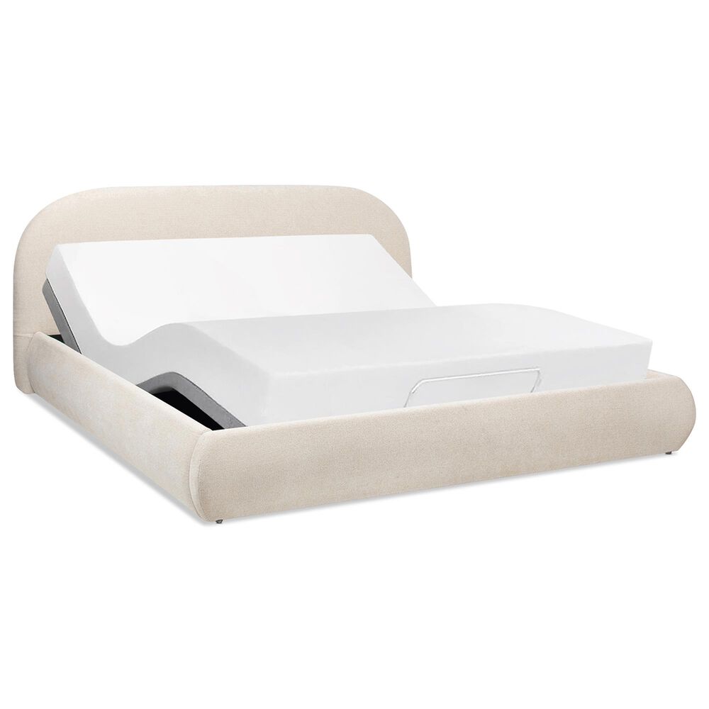 Jennifer Taylor Home Archie Puffy Grounded King Upholstered Platform Bed in Oatmeal Light Beige, , large