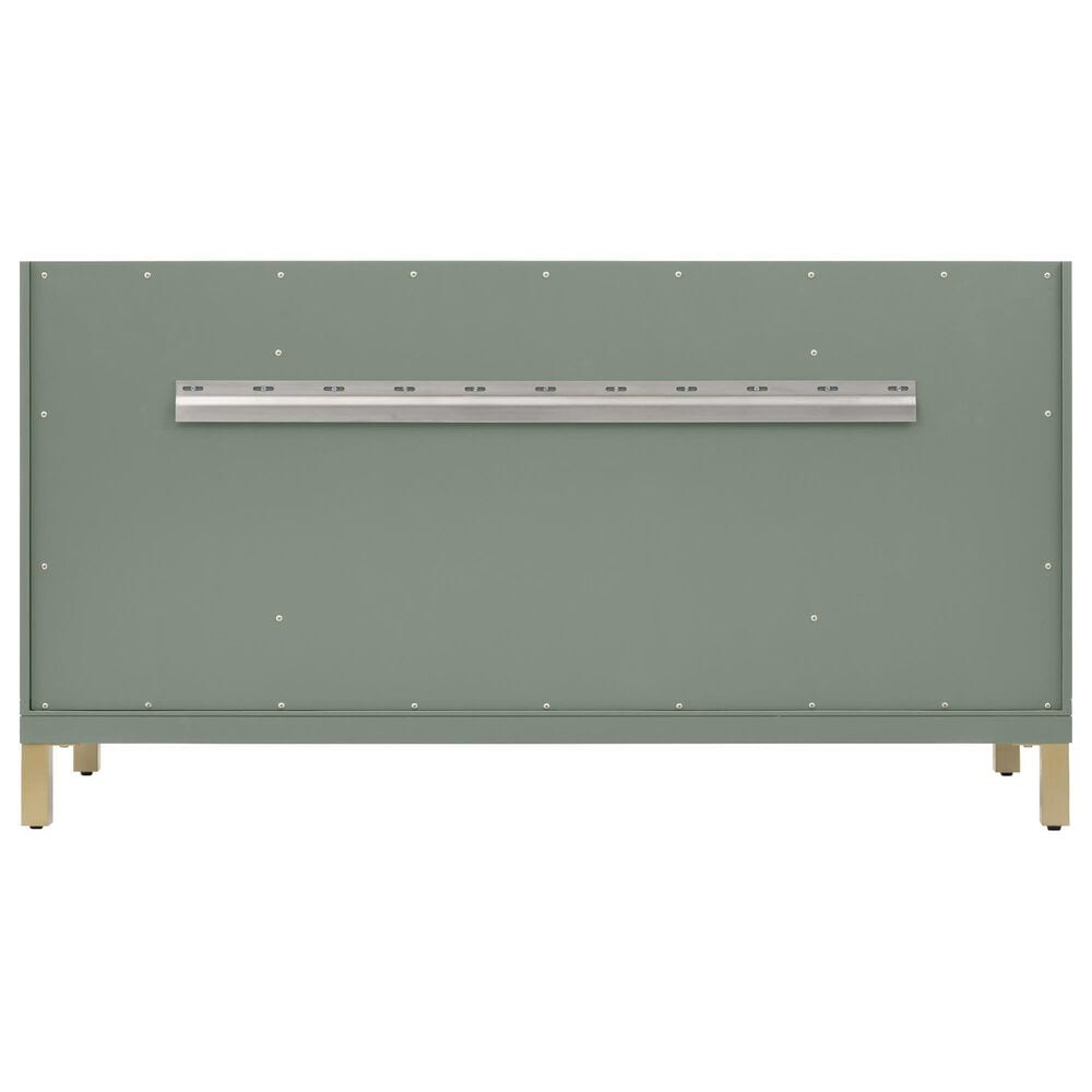 James Martin Vanities Chicago 60" Single Bathroom Vanity in Smokey Celadon with 3 cm Victorian Silver Quartz Top, Rectangular Sink and FreePower Wireless Charger, , large