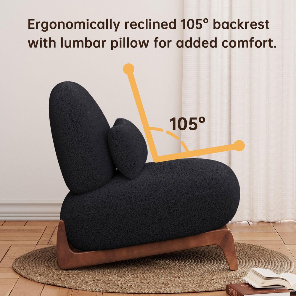 Morden Fort Cloud Boucle Armless Chair in Black (Set of 2), , large