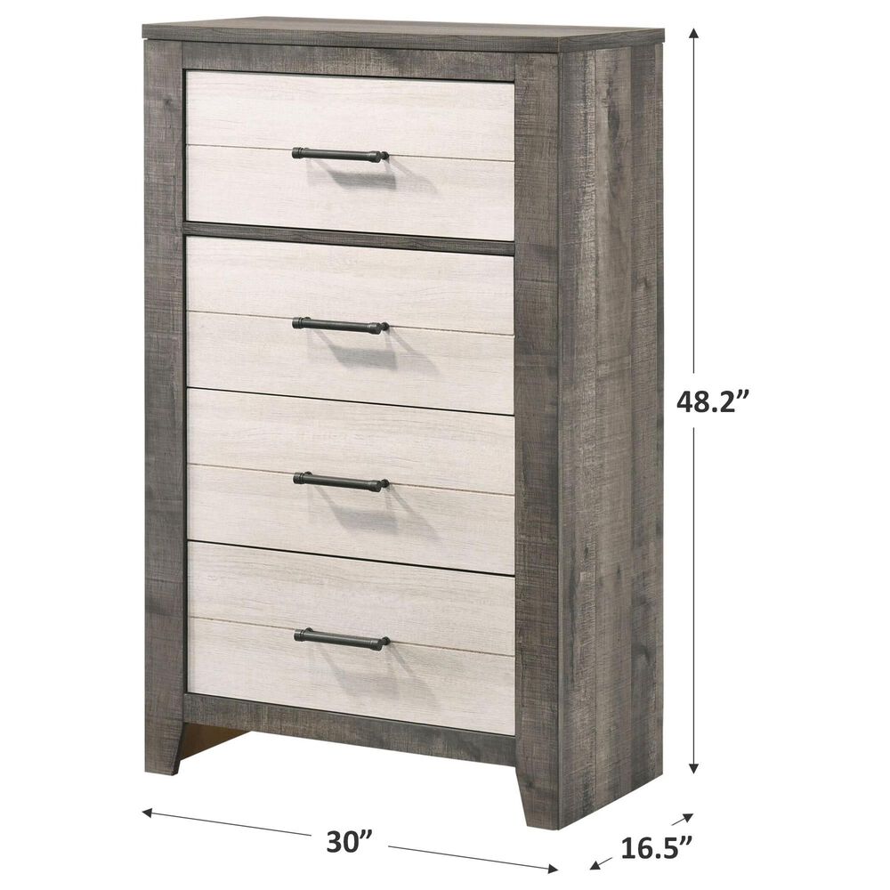 Claremont Rhett 4-Drawer Chest in Gray and White, , large