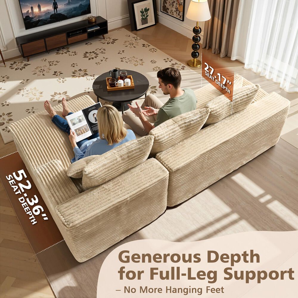 HOMLUX 2-Piece L-Shaped Sectional with Right Facing Chaise in Beige, , large