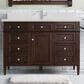 James Martin Vanities Brittany 48" Single Bathroom Vanity in Burnished Mahogany with Single Hole 3 cm White Zeus Quartz Top and Rectangular Sink, , large