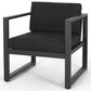 Hearth and Haven Navan 4-Piece Patio Conversation Set with Black Cushion in Dark Gray, , large