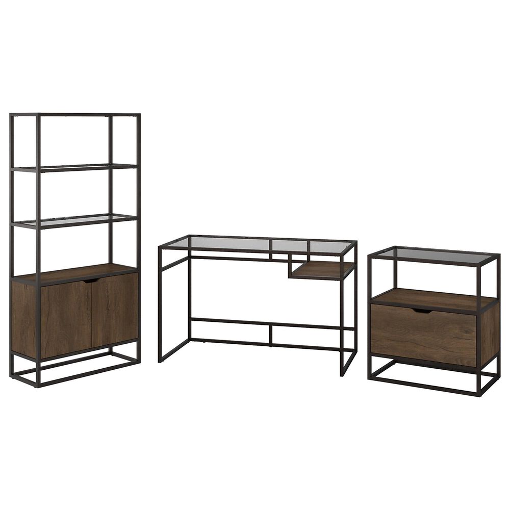 Bush Anthropology 3 Piece Office Desk Set in Rustic Brown, , large