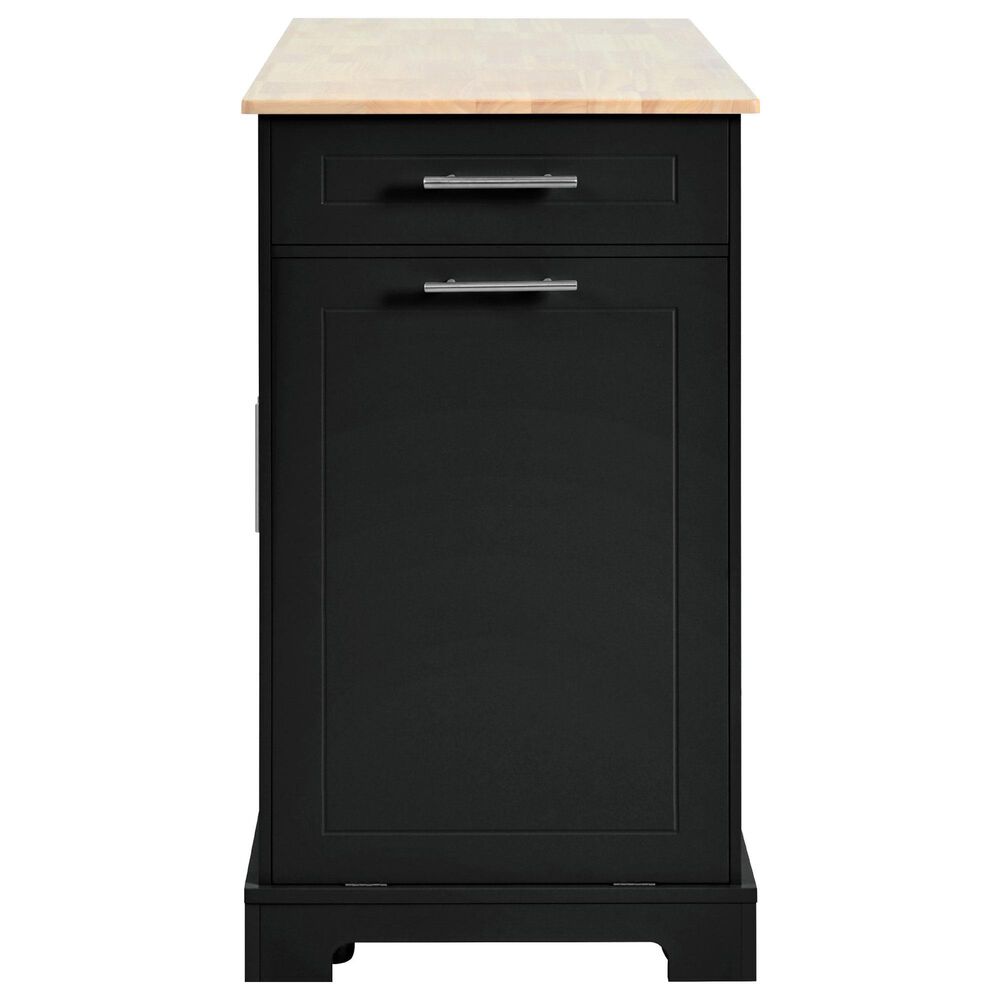 HOMLUX 47" Fluted Kitchen Island with Trash Can Storage Cabinet in Black and Natural, , large