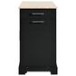 HOMLUX 47" Fluted Kitchen Island with Trash Can Storage Cabinet in Black and Natural, , large