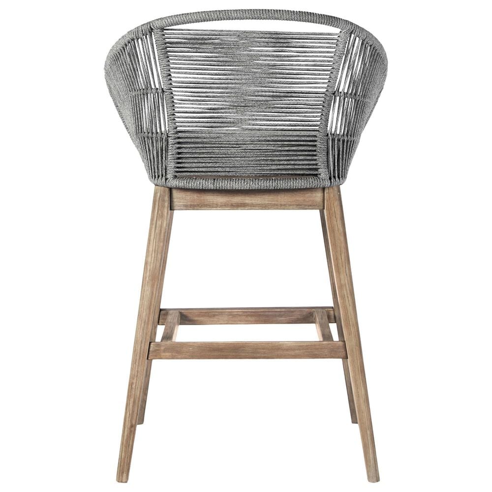 Blue River Tutti Frutti Patio Barstool with Grey Cushion in Aged Teak, , large