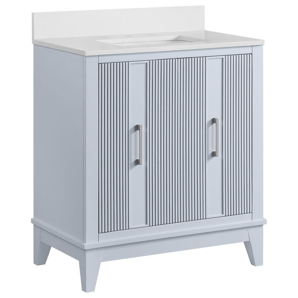 37B Fenwick 30" Single Bathroom Vanity in Soft Blue with Glossy White Composite Stone Top and Backsplash, , large