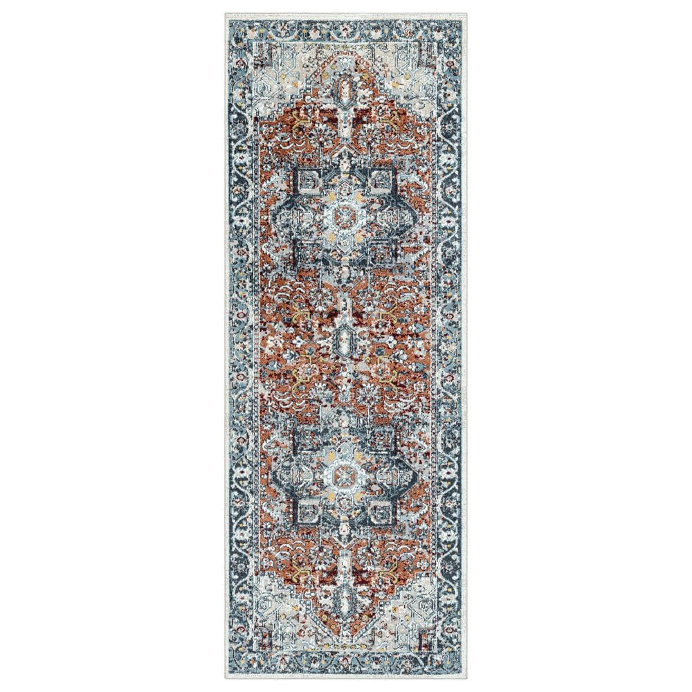 Surya Lavadora 2"7" x 7"3" Ink Blue, Brick Red, Mustard, Gray, Light Beige and Cream Runner, , large