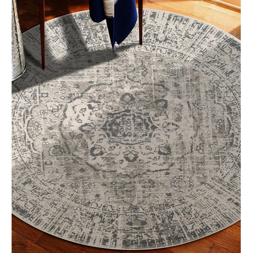 Amer Rugs Alpine 7&#39;10&quot; Round Medium Gray Area Rug, , large