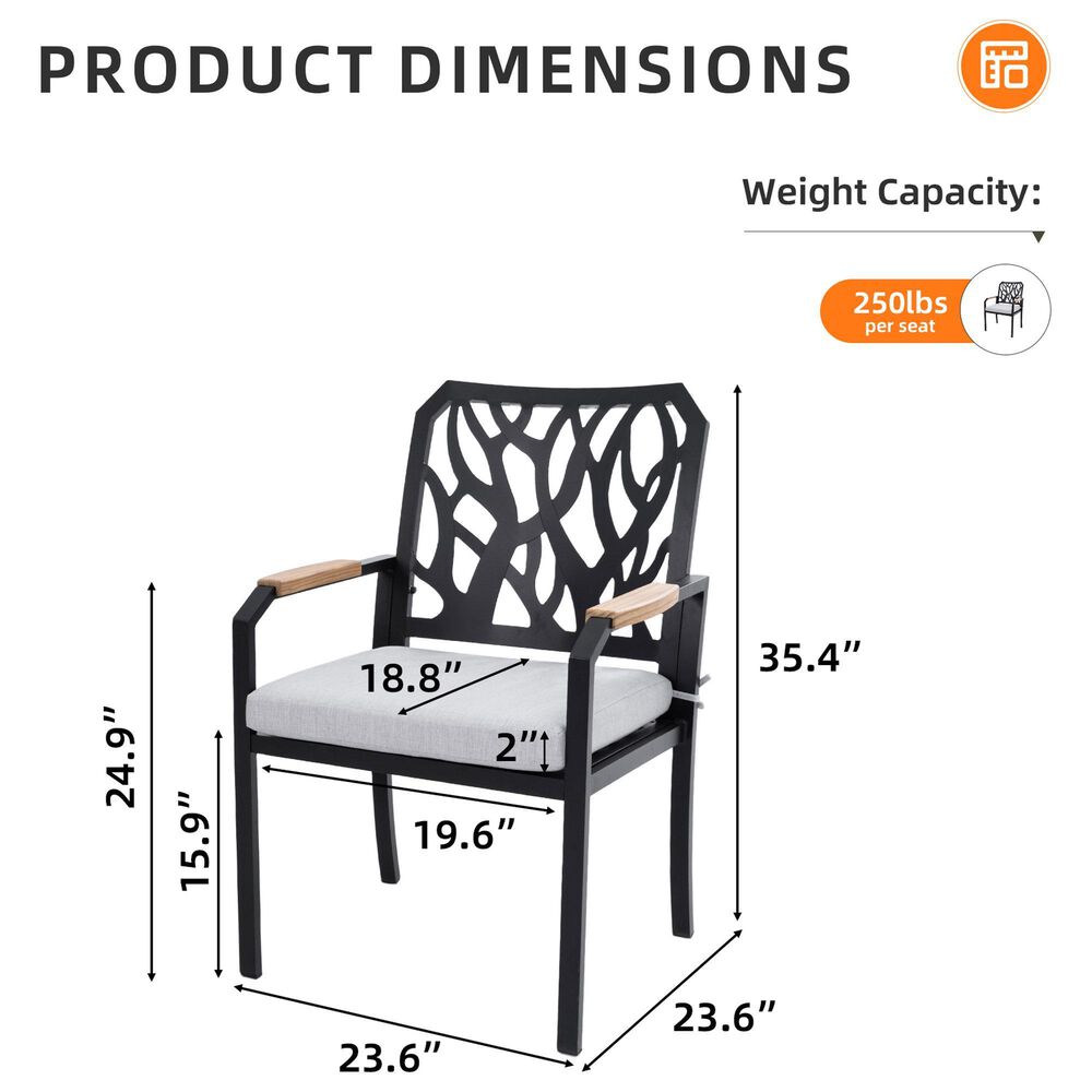 Hearth and Haven Patio Dining Chair with Branch-Like Backrest in Bourbon Brown &#40;Set of 2&#41;, , large