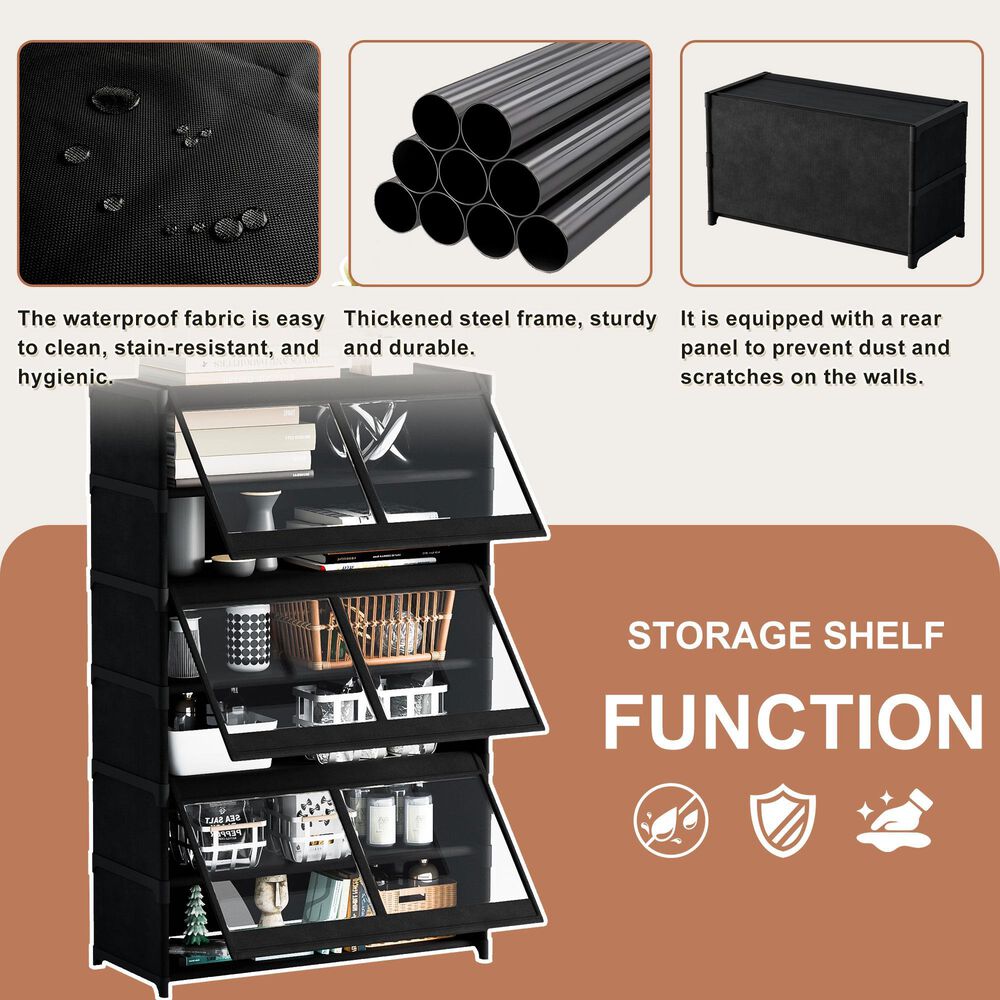 HOMLUX 7-Tier Storage Cabinet with Adjustable Shelves in Black, , large