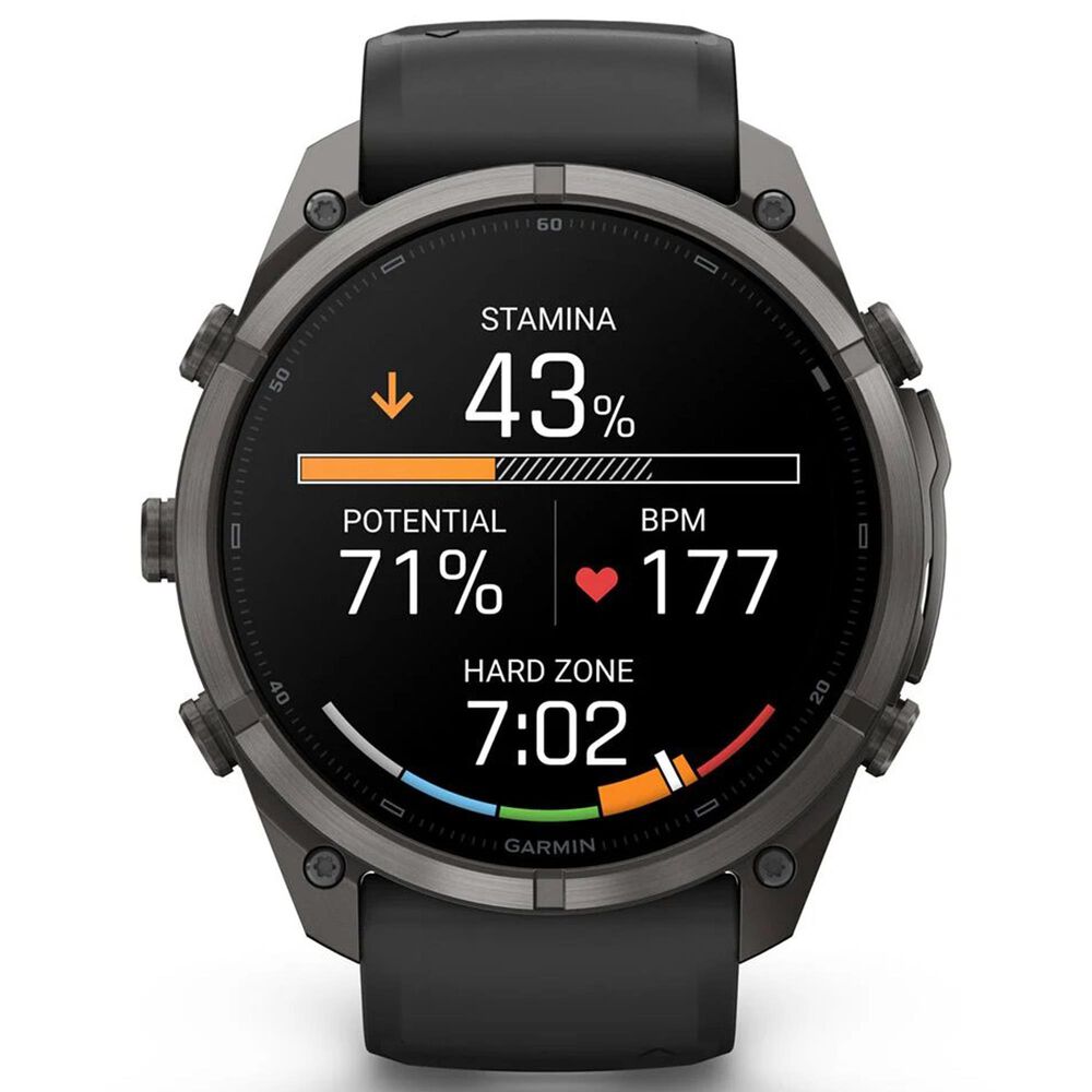 Garmin fenix 9 Pro inReach Smartwatch 51mm Carbon Gray DLC Titanium with Black and Pebble Gray Silicone Band, , large