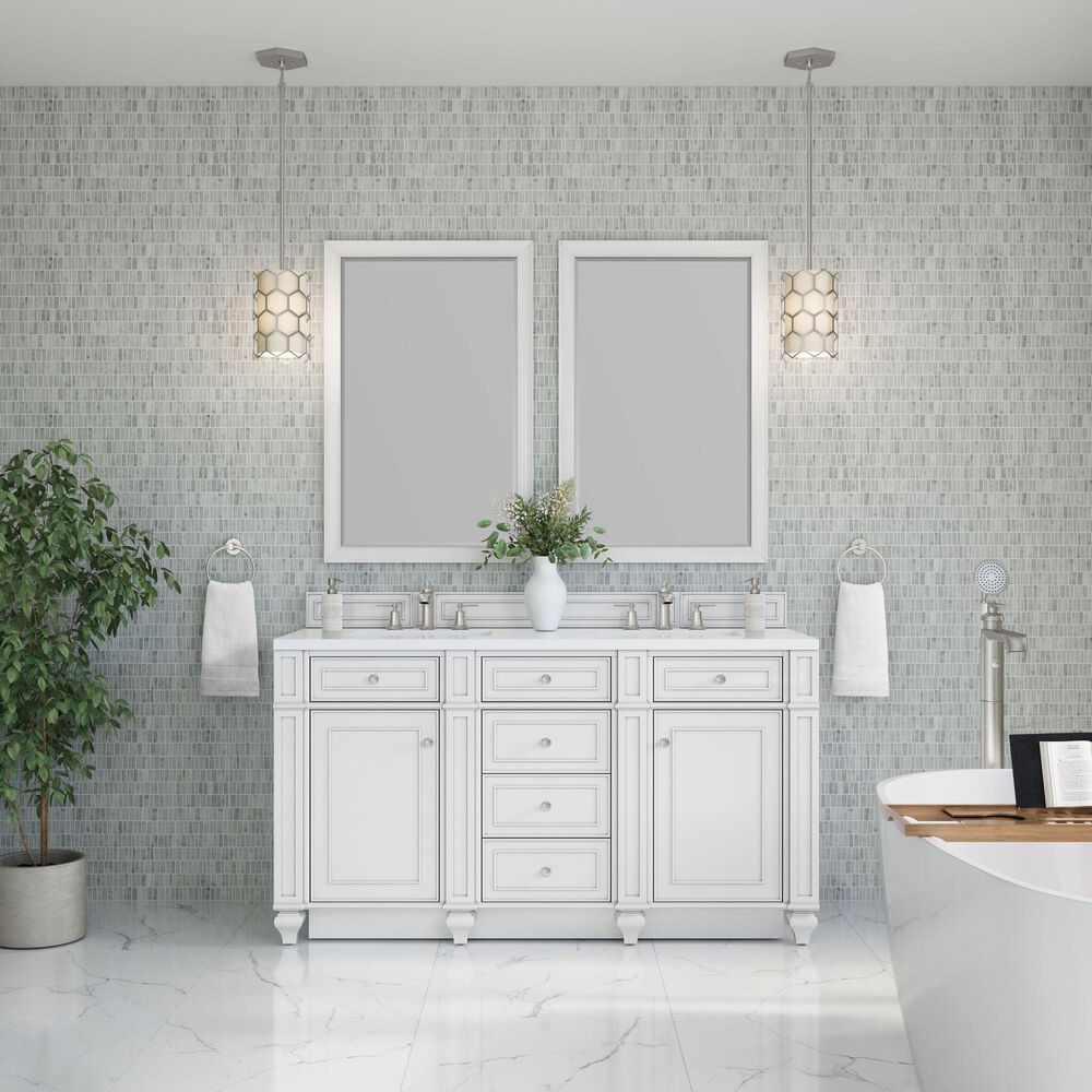 James Martin Bristol 60" Double Bathroom Vanity Cabinet in Bright White, , large
