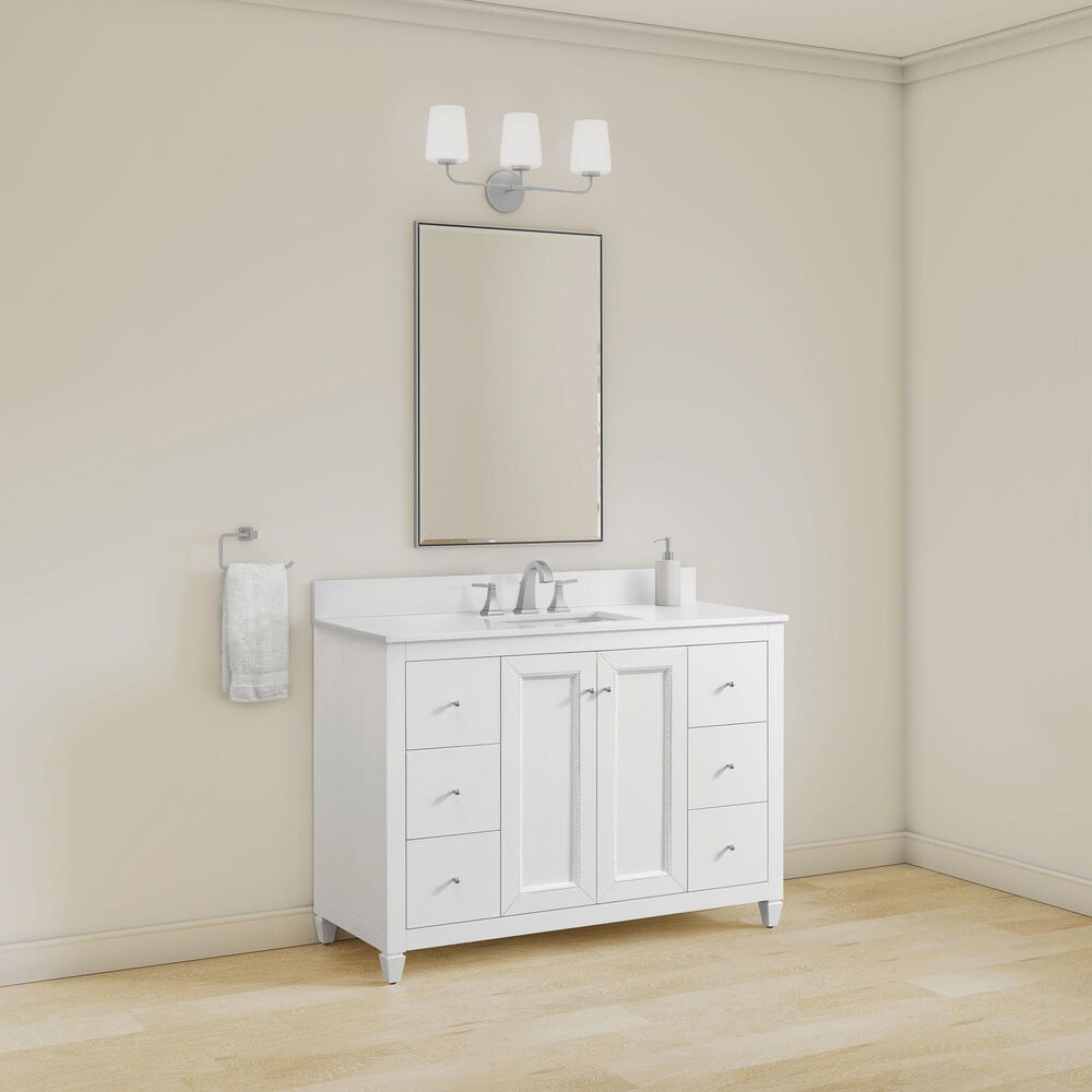 37B Claudine 48" Single Bathroom Vanity in Bright White with Glossy White Composite Stone Top and Backsplash, , large