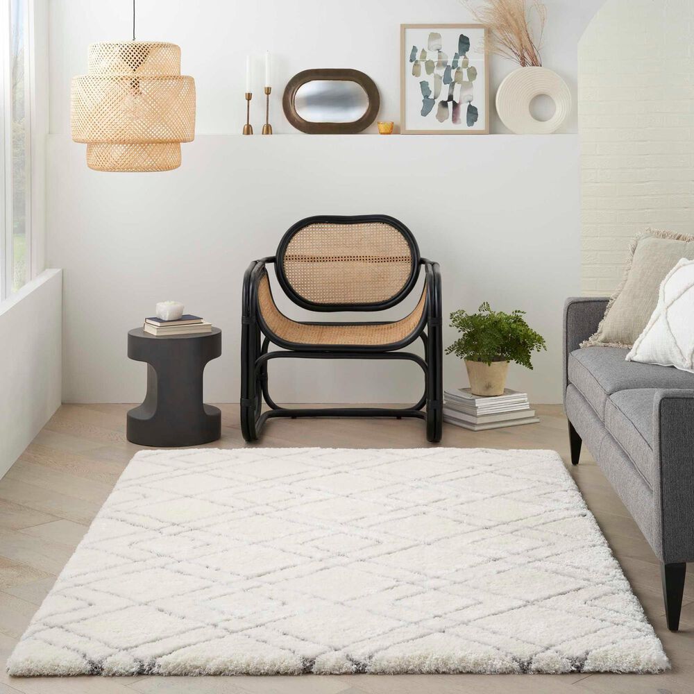 Nourison Dreamy Shag Geometric 7&#39;10&quot; x 9&#39;10&quot; Ivory Area Rug, , large