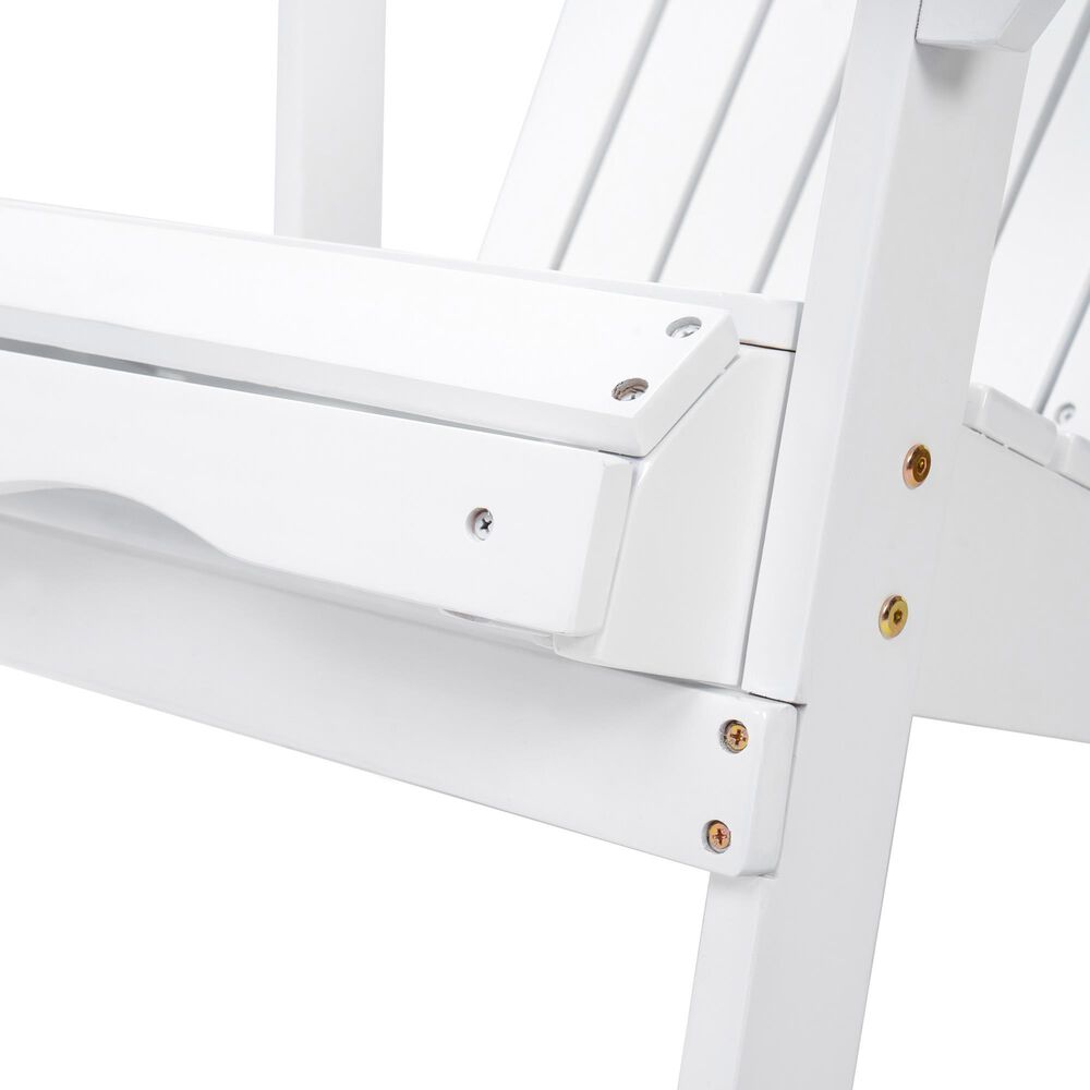 Hearth and Haven Maliu Outdoor Folding Adirondack Chair with Extendable Leg in White, , large