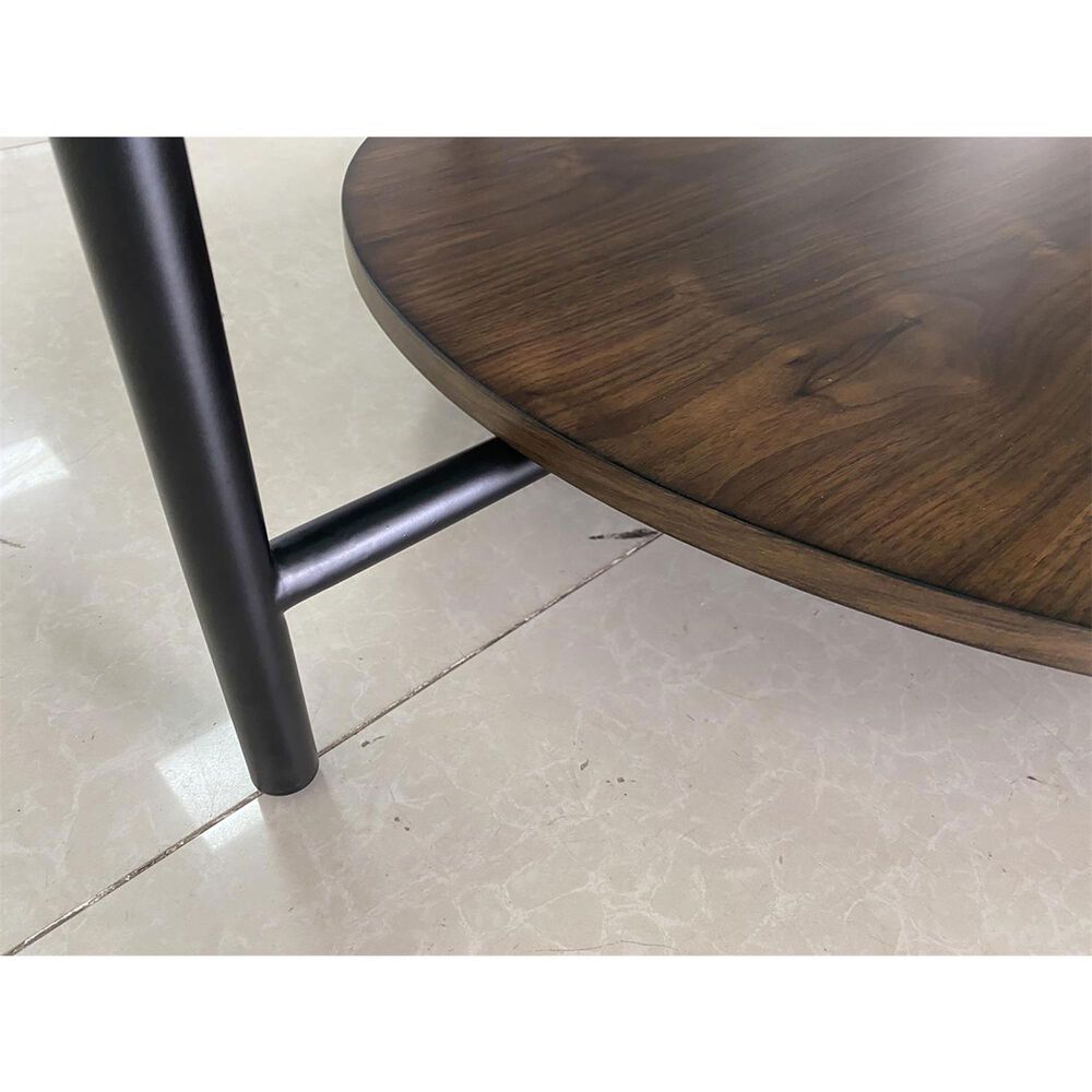Shannon Hills Felix Round Coffee Table in Black and Walnut, , large
