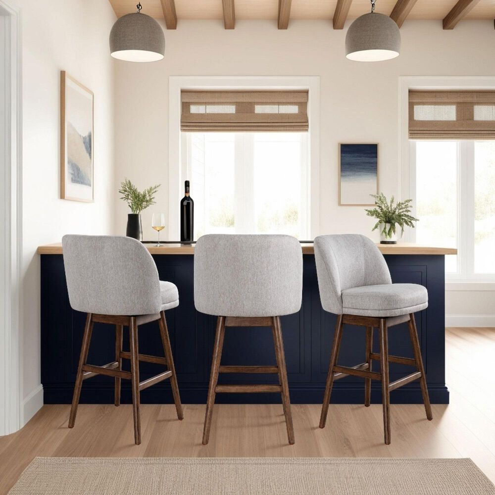 Armen Living Sadie 30" Swivel Bar Stool in Brown Oak, , large