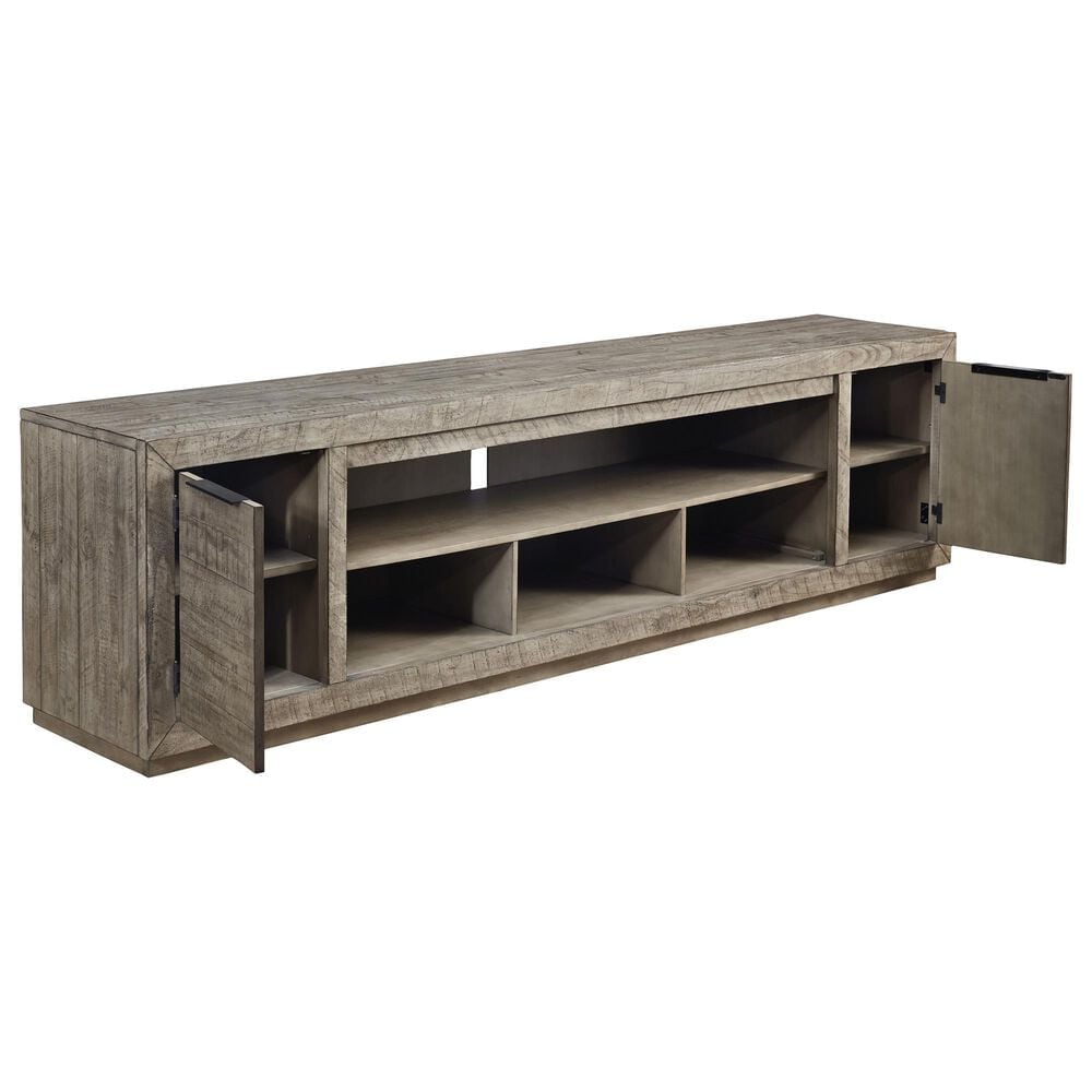 Ashley Krystanza 92&quot; TV Stand in Weathered Gray, , large