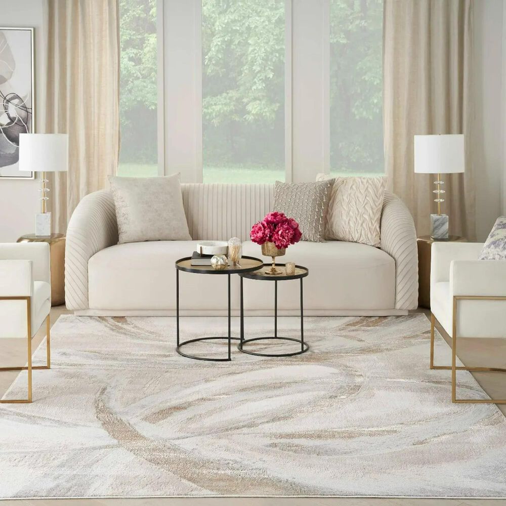 Nourison Brushstrokes 9&#39; x 12&#39; Beige and Grey Area Rug, , large