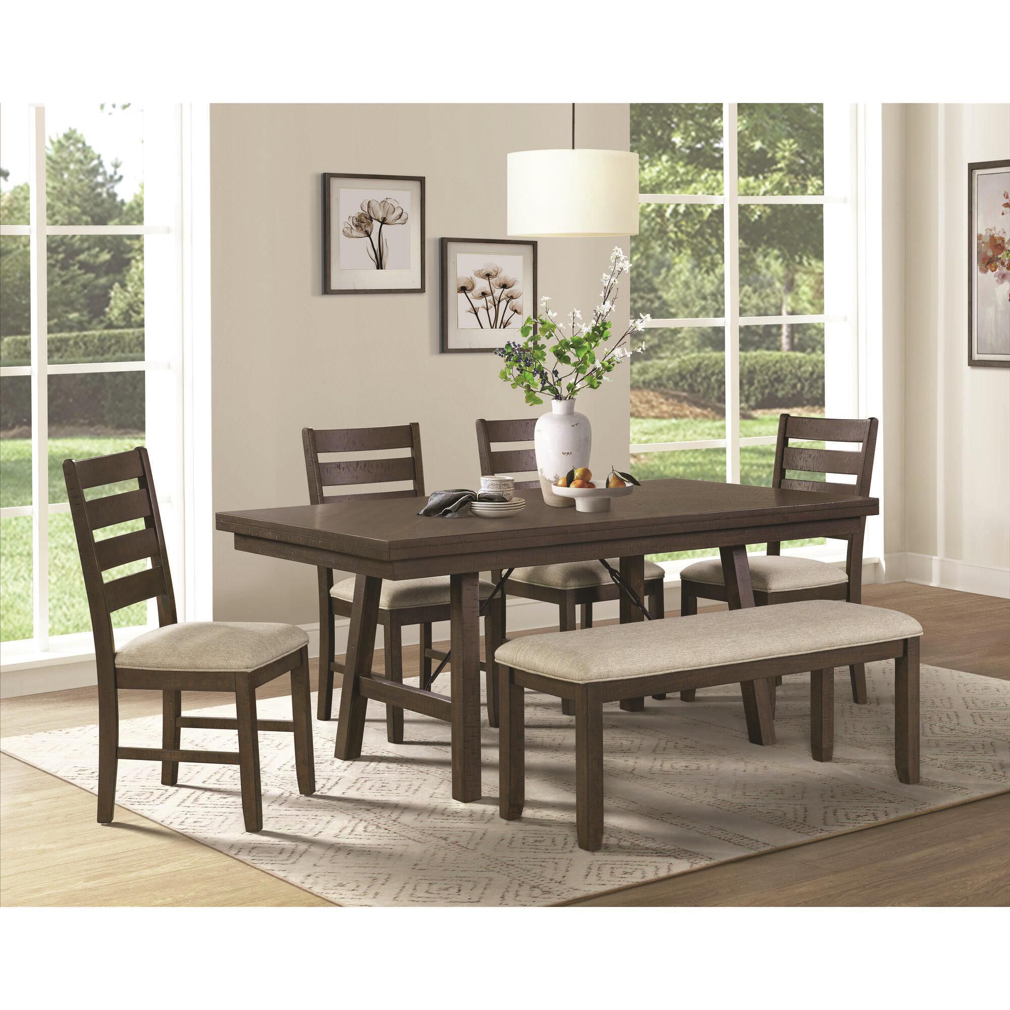 Mayberry Hill Jax 6-Piece Rectangular Dining Set in Walnut