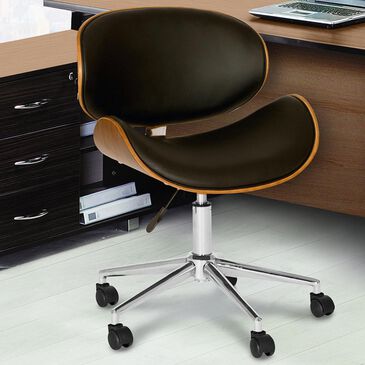 Blue River Daphne Office Chair in Black and Walnut Veneer, , large