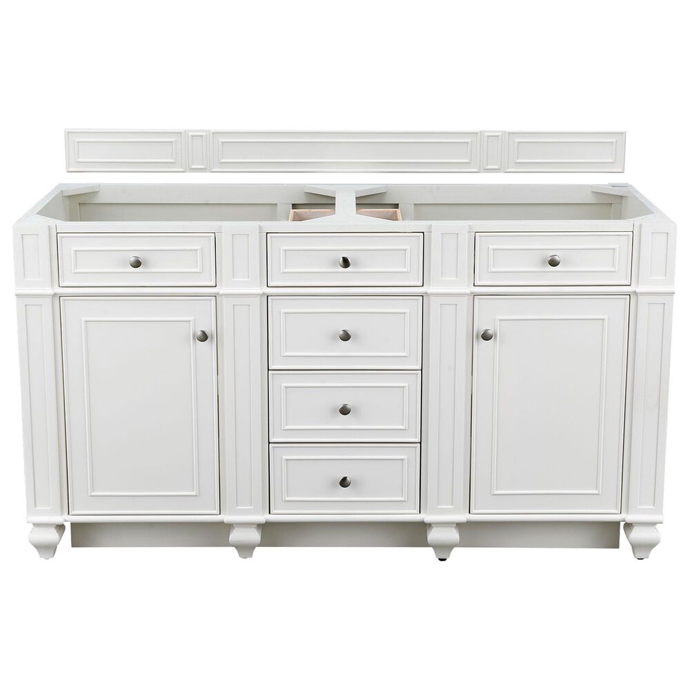 James Martin Vanities Bristol 60&quot; Double Bathroom Vanity in Bright White with 3 cm Lime Delight Quartz Top and Rectangular Sinks, , large