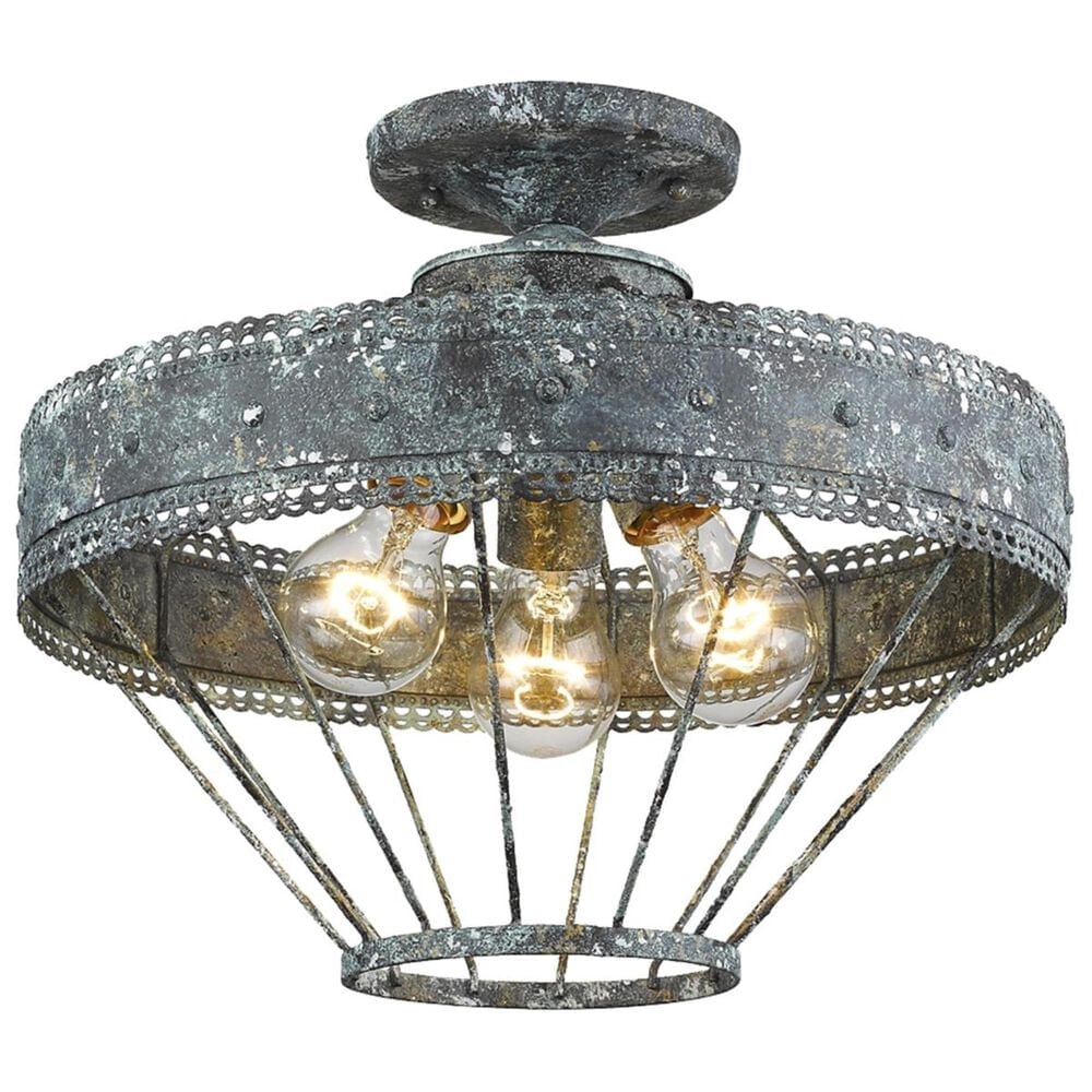 Golden Lighting Ferris Semi-Flush in Blue Verde Patina, , large