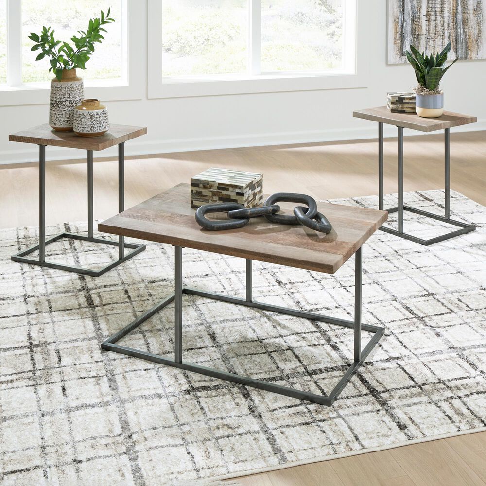 Ashley Albreane 3-Piece Occasional Table Set in Grayish Brown and Black, , large