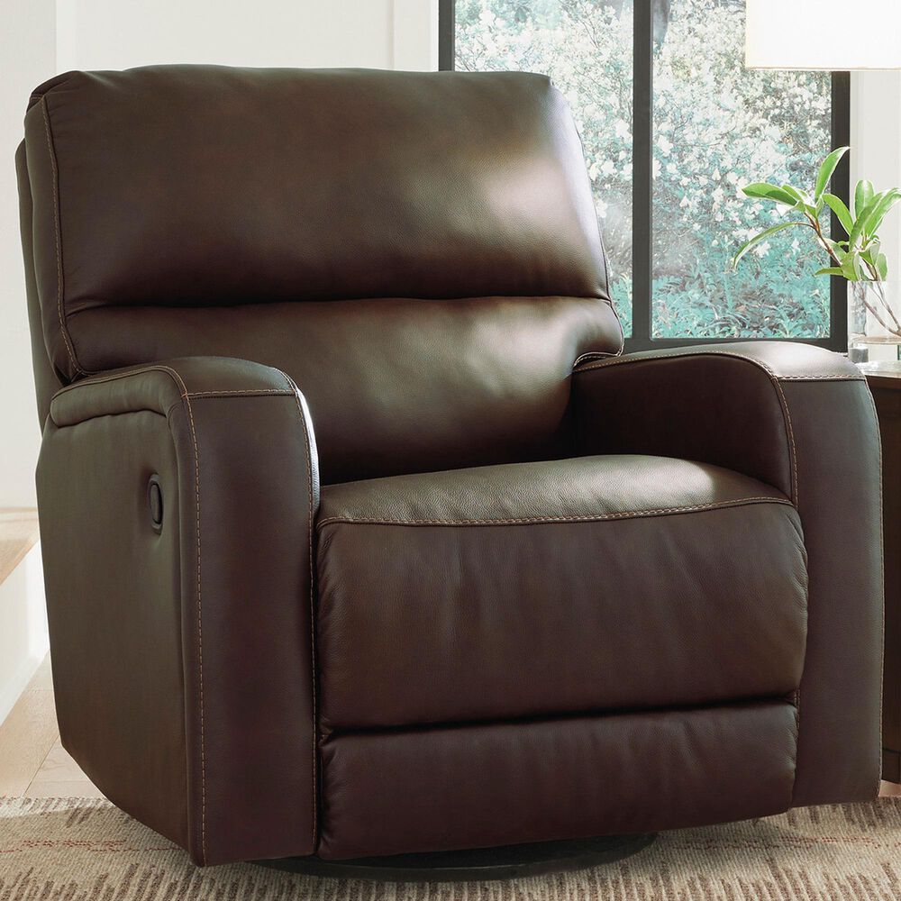 Ashley Emberla Swivel Glider Recliner in Coffee, , large