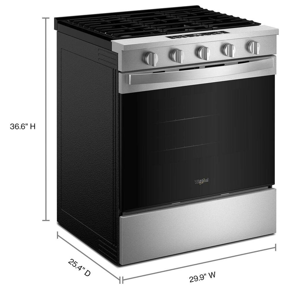 Whirlpool 2-Piece Kitchen Package with 5 Cu. Ft. Smart Gas Range and 1.1 Cu. Ft. Flush Mount Microwave in Fingerprint Resistant Stainless Steel, , large