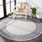 Safavieh Bermuda 8" Round Ivory and Blue Indoor/Outdoor Area Performance Rug, , large