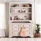 Eastern Shore Olivia Bookcase Hutch in Brushed White, , large