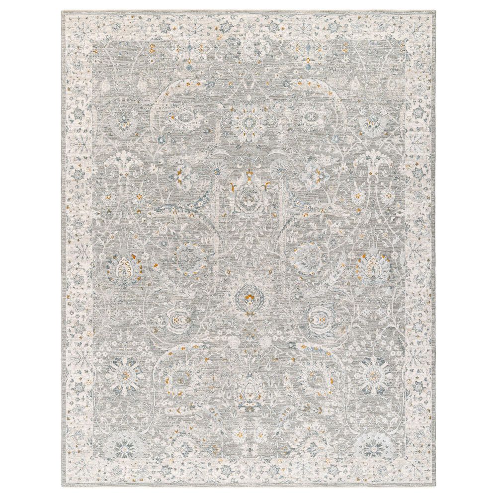 Surya Dresden Gray, Medium Gray, White, Light Slate, Denim and Mustard 6"7" x 9"6" Area Rug, , large