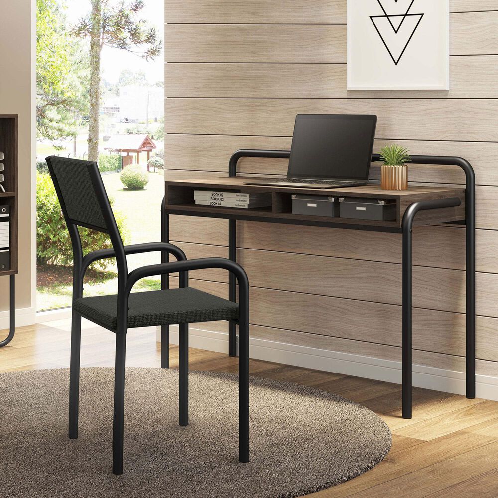 Rta Products Llc Office Visiting Chair with Metal Frame in Grayish Black, , large