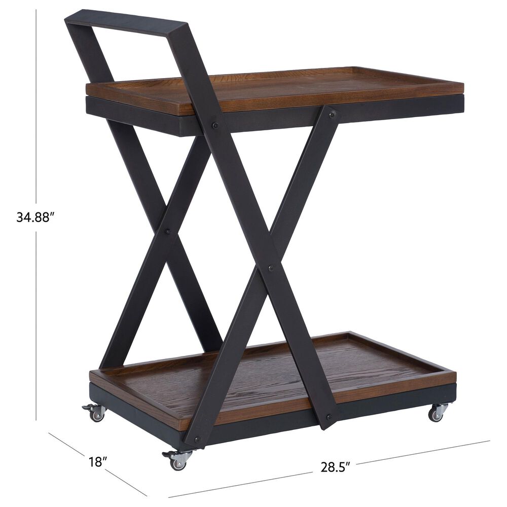 Linon Home Decor Ember Bar Cart in Barley and Dark Gunmetal, , large