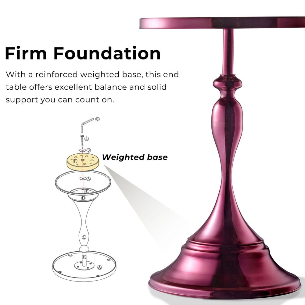Furniture of America Gleam Round End Table in Polished Purple and Orange, , large