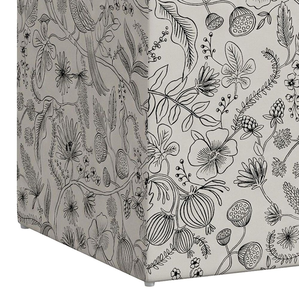 Rifle Paper Co Crafted by Cloth and Company Willie Storage Bench in Aviary Black/Cream, , large