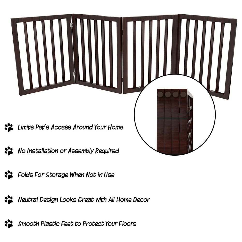 Timberlake Petmaker 4 Panel Straight Top Folding Fence in Brown, , large