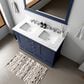 Lexora Home Dukes 48" Double Bathroom Vanity in Navy Blue with 2 cm White Carrara Marble Top and Rectangular Sinks, , large
