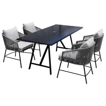 Blue River Koala and Calica 5-Piece Patio Dining Set in Black, Gray and Dark Eucalyptus, , large
