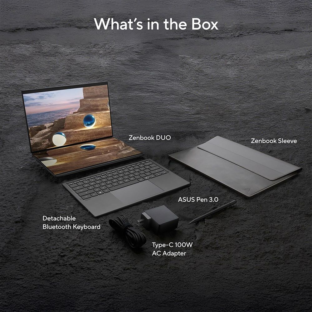 ASUS Zenbook DUO Copilot+ PC 14" Laptop | Intel Core Ultra 9 386H - 32GB RAM - Intel Graphics - 1TB SSD in Moher Gray, , large