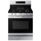 Samsung 6.0 cu. ft. Smart Freestanding Gas Range with No-Preheat Air Fry & Convection and2.1 cu. ft. Over-the-Range Microwave with Wi-Fi in Fingerprint Resistant Stainless Steel, , large
