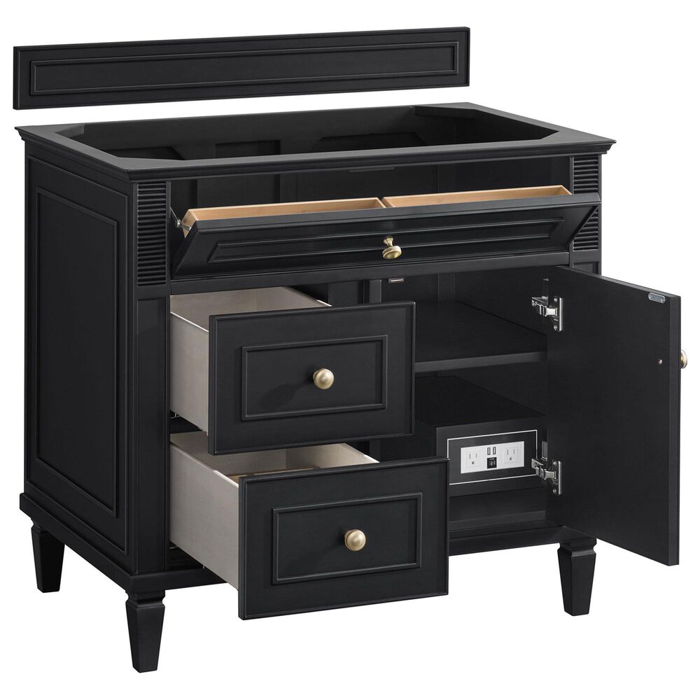 James Martin Vanities Lorelai 36&quot; Single Vanity in Black Onyx with 3 cm Arctic Fall Solid Surface Top, , large