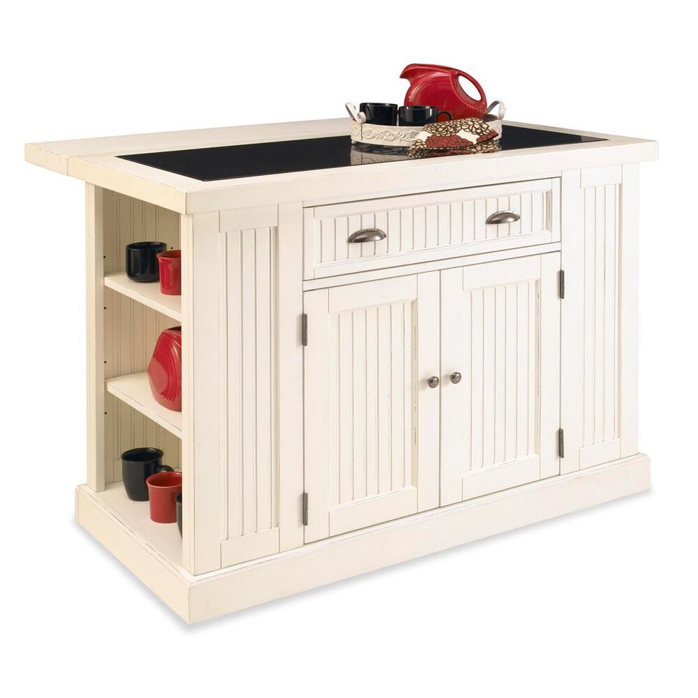 Homestyles Nantucket Kitchen Island in Off-White with Black Granite Top, , large