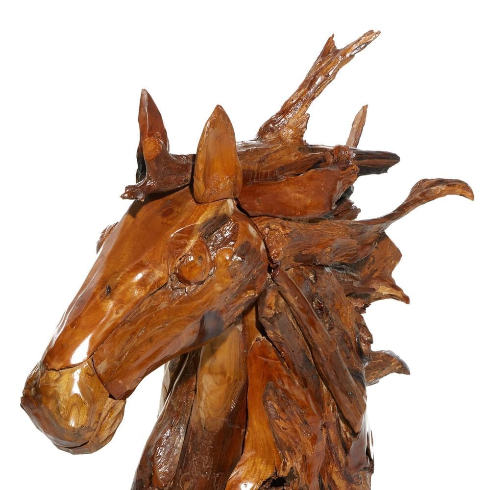 Maple and Jade 33&quot; x 31&quot; Horse Sculpture in Brown, , large