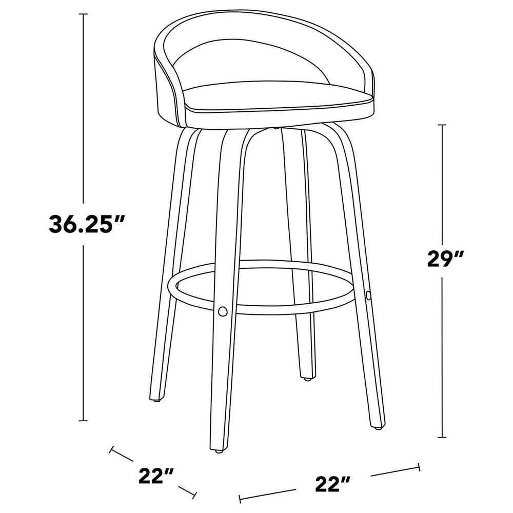 LumiSource Grotto Swivel Bar Stool with Black Velvet Upholstery in Walnut Wood and Black (Set of 2), , large