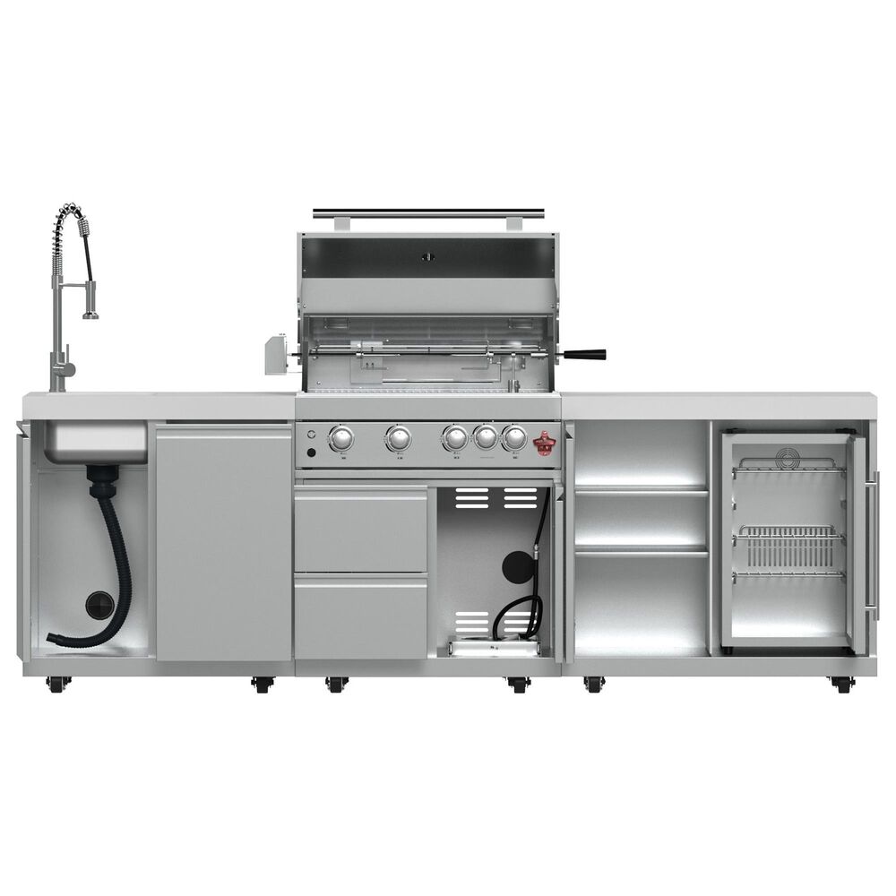 Forno Bulnes 3-Piece Outdoor Kitchen Grill Set with Beverage Center in Stainless Steel and White, , large